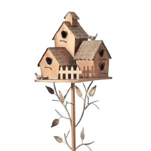 Metal Birdhouse Stake for Garden Decor