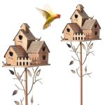 Metal Birdhouse Stake for Garden Decor