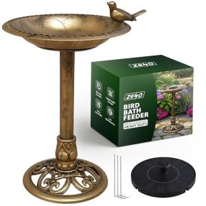 Antique Bronze Solar Fountain Bird Bath for Gardens