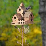 Metal Birdhouse Stake for Garden Decor
