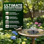 Antique Bronze Solar Fountain Bird Bath for Gardens