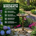 Antique Bronze Solar Fountain Bird Bath for Gardens