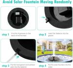Solar Bird Bath Fountain Pump with 6 Nozzles