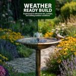 Antique Bronze Solar Fountain Bird Bath for Gardens