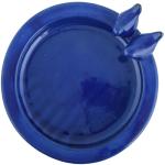 Blue Ceramic Bird Bath on Pedestal, 18" high