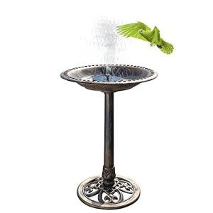 Solar Fountain Bird Bath – Antique Copper 71cm