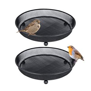 Set of 2 Metal Ground Feeders for Birds