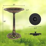 Solar Fountain Bird Bath – Antique Copper 71cm