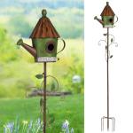 Metal Birdhouse with Pole for Garden Birdwatching