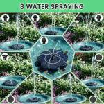 Solar Fountain for Bird Bath with 8 Nozzles