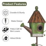 Metal Birdhouse with Pole for Garden Birdwatching