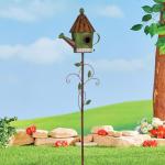 Metal Birdhouse with Pole for Garden Birdwatching