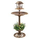 Solar-Powered Bronze Bird Bath for Gardens
