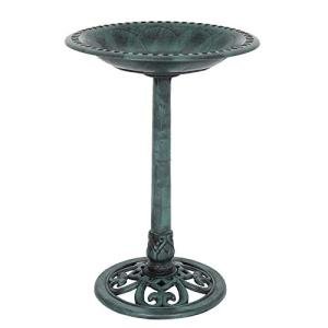 Bonnlo Green Patina Bird Bath for Gardens