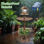 Solar-Powered Bronze Bird Bath for Gardens