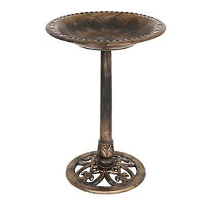 Antique Copper Bird Bath with Floral Accents
