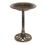 Antique Copper Bird Bath with Floral Accents