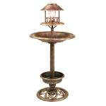 Solar-Powered Bronze Bird Bath for Gardens