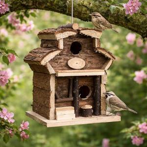 Natural Wooden Bird Box for Garden Birds