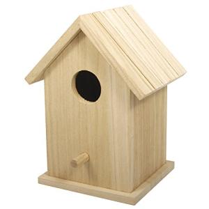 Decorative Birdhouse with Removable Roof, Natural Wood