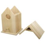 Decorative Birdhouse with Removable Roof, Natural Wood