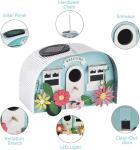 Colourful Metal Caravan Bird House with Solar Lights