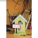 Decorative Birdhouse with Removable Roof, Natural Wood