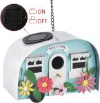 Colourful Metal Caravan Bird House with Solar Lights