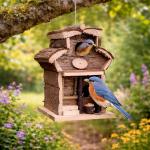 Natural Wooden Bird Box for Garden Birds