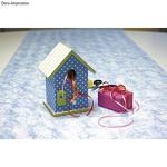 Decorative Birdhouse with Removable Roof, Natural Wood