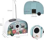 Colourful Metal Caravan Bird House with Solar Lights
