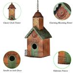 Hanging Distressed Metal Church Birdhouse for Outdoors