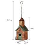 Hanging Distressed Metal Church Birdhouse for Outdoors