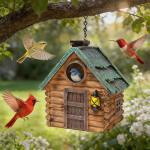 Wooden Bird Houses for Garden - Waterproof Nesting Boxes