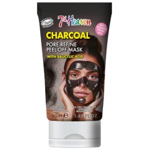 7th Heaven Charcoal Peel Off Face Mask with Salicylic Acid - 50ml Multi-Use Tube - Pore Refine - Oily and Blemish Prone Skin