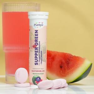 Hot Bargains Super Green Effervescent Tablets – 30 Count | Refreshing Watermelon Flavour | Metabolism Booster, Heart Health & Energy Support Supplement (One Size, Watermelon)