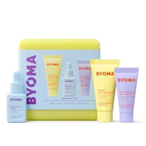 BYOMA So Bright Set - Barrier Repair Skincare Set for Brighter Skin (30ml, 15ml, 15ml) Creamy Jelly Cleanser, Brightening Face Serum and Ceramide Face Moisturiser - Alcohol Free