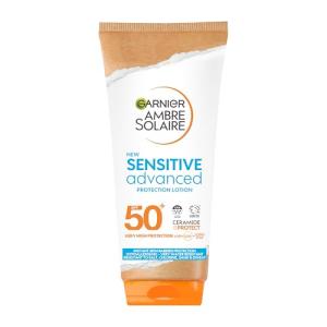 Garnier Ambre Solaire Sun Cream Face SPF 50+ Sensitive Advanced Sunscreen Body, High Protect, Water Resistant, Non-Greasy, Hypoallergenic, Fragrance-Free, UVA UVB Protect with Ceramide, 175ml