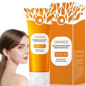 orange enzyme exfoliating gel for Face and Body, Brightening Cleansing Scrub, Natural Orange Bubble Formula, Gentle Radiant Skin Exfoliator with 100g