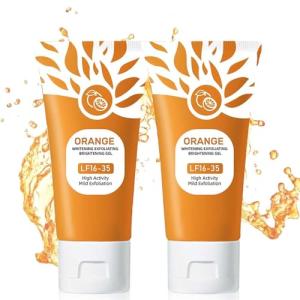 Orange Enzyme Exfoliating Gel for Face & Body - Natural Peeling Scrub with Moisturizer | Deep Cleansing Facial Exfoliator for All Skin Types | Hydrating Citrus Scrub for Smooth, Glowing Skin (2PC)