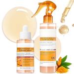 2Pcs Peel Shot Glow Turmeric Serum + Body Exfoliator Solution, Soft Exfoliating Body & Face Peel for Smooth, Glowing Skin, Improve Uneven Skin Tone and Exfoliate