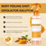 2Pcs Peel Shot Glow Turmeric Serum + Body Exfoliator Solution, Soft Exfoliating Body & Face Peel for Smooth, Glowing Skin, Improve Uneven Skin Tone and Exfoliate