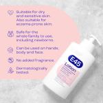 E45 Moisturising Lotion 500 ml for Dry & Sensitive Skin - Long-Lasting Hydration Protect from Dryness, Reduce Redness - Dermatological Body Moisturiser Lotion - Body Lotion - Daily Moisturiser