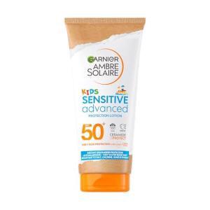 Garnier Ambre Solaire Kids Sun Cream SPF 50+ Sensitive Advanced 175ml, For Face & Body, High UVA UVB Protection, Non-Sticky, Water-Resistant, Sand & Sweat, Hypoallergenic, Fragrance-Free Lotion