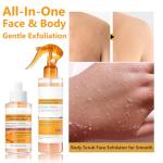 2Pcs Peel Shot Glow Turmeric Serum + Body Exfoliator Solution, Soft Exfoliating Body & Face Peel for Smooth, Glowing Skin, Improve Uneven Skin Tone and Exfoliate
