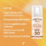 Hawaiian Tropic Hydrating Protection Face Sunscreen SPF 30 UVA plus UVB Protection, 50 ml, 12-Hour Moisturisation, Make Up Compatible, Water Resistant, Vegan