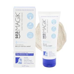 Sea Magik - Face Scrub Exfoliator, Soothing and Replenishing, Infused with Hydrating Dead Sea Salt and Salicylic Acid, Moisturising, Suitable for All Skin Types, Vegan, Cruelty Free (75ml)