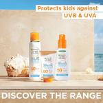 Garnier Ambre Solaire Kids Sun Cream SPF 50+ Sensitive Advanced 175ml, For Face & Body, High UVA UVB Protection, Non-Sticky, Water-Resistant, Sand & Sweat, Hypoallergenic, Fragrance-Free Lotion