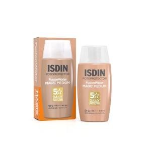 ISDIN Fusion Water MAGIC Color Medium SPF 50 - Tinted Facial Sunscreen - Natural Coverage & Evens Skin Tone - Oil-Free, Does Not Sting Eyes, 50ml