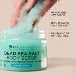 PraNaturals Dead Sea Salt Body Scrub 500G – Hydrating & Moisturising, Natural Oils & Minerals, Exfoliating, Softening & Nourishing, All Skin Types, No Parabens, Vegan & Cruelty Free (Mango & Kiwi)